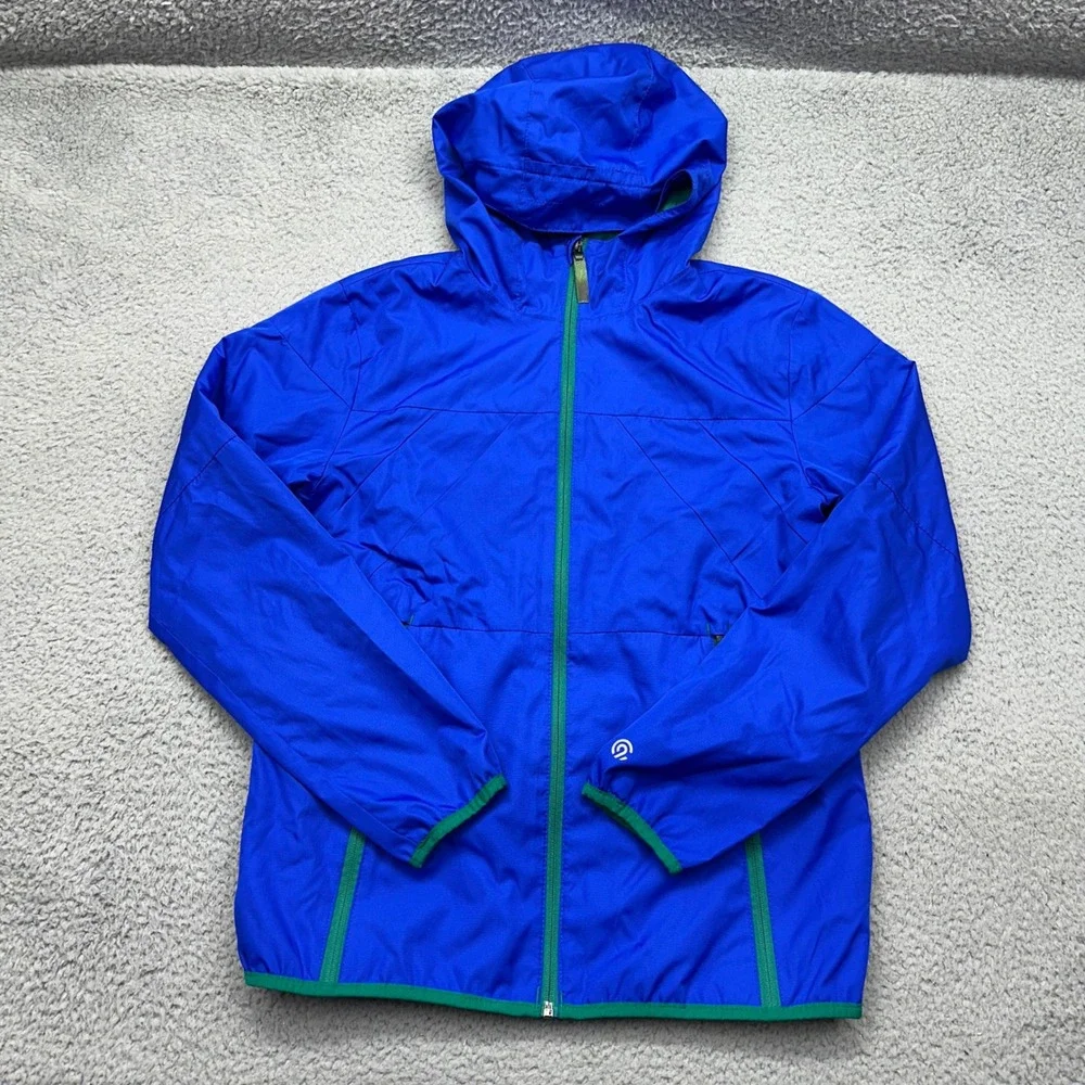Champion C9 R1402 Youth Large 12/14 Lightweight‎ Blu/ Green Zip Up Hooded Jacket